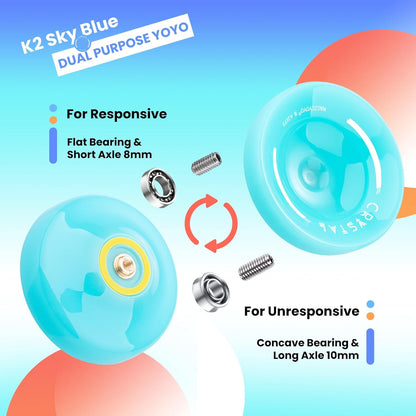 MAGICYOYO K2 beginner to advanced dual function yoyo showing the included replacement KK bearing