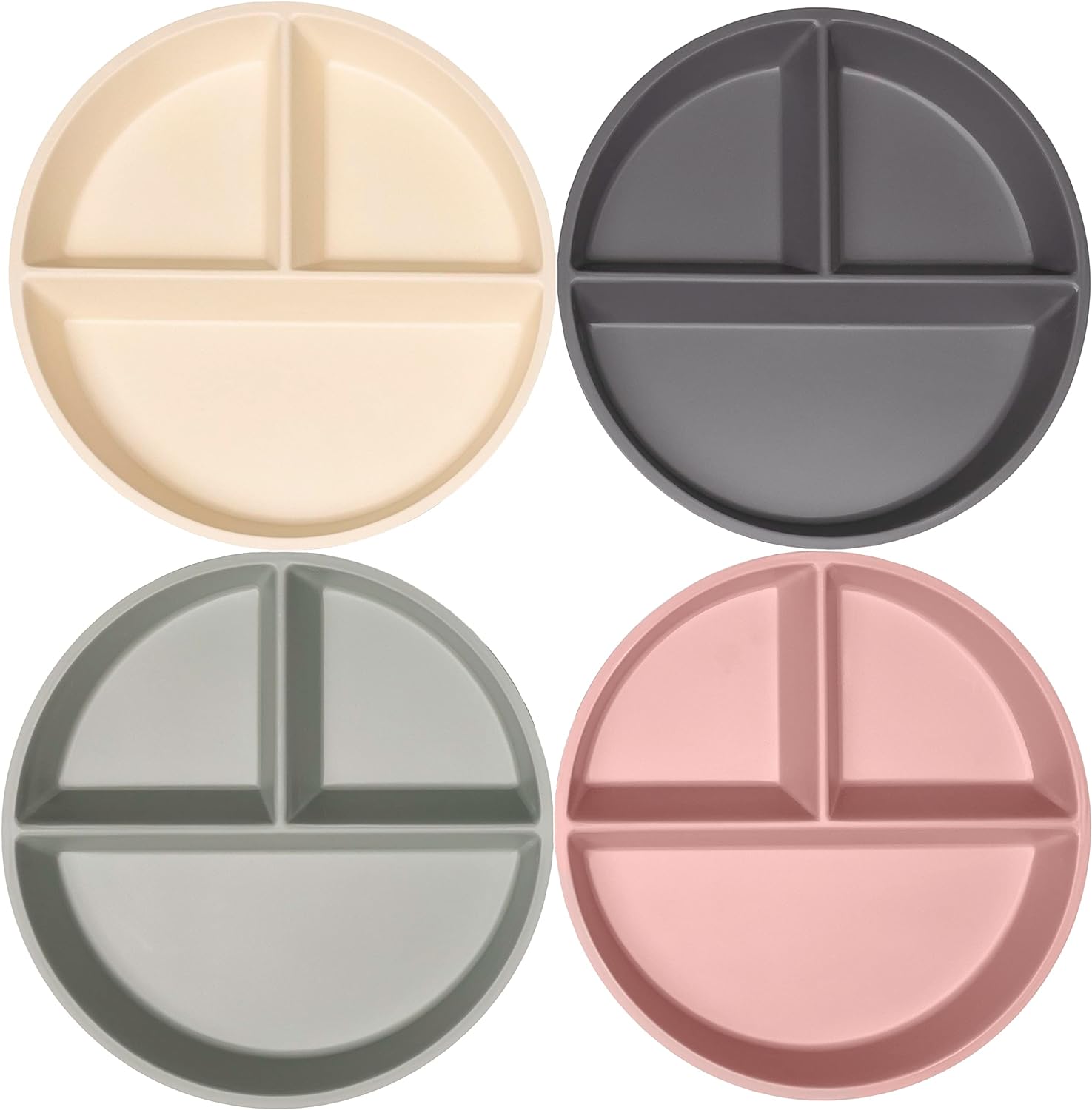 WeeSprout divided bamboo and melamine plates set of 4 front view