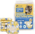 Pet Soft Disposable Cat Diapers - Diaper for Female & Male Cats, Puppy Doggie Diapers for Female Dogs with Adjustable Foam Tail Hole, Small (24Pcs, GN Flowers) - Image 15