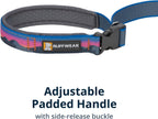 Ruffwear Crag dog lead showing the integrated accessory loop with a waste bag attached