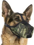 Pawfun mesh dog muzzle camo color front view for large dogs