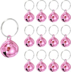 PATIKIL twelve piece pet collar bells front view showing glossy pink metallic finish
