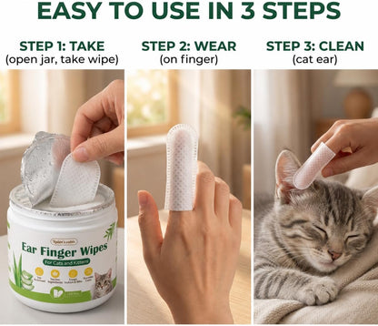 Instructions label on the back of Dylan's cabin pet ear wipes