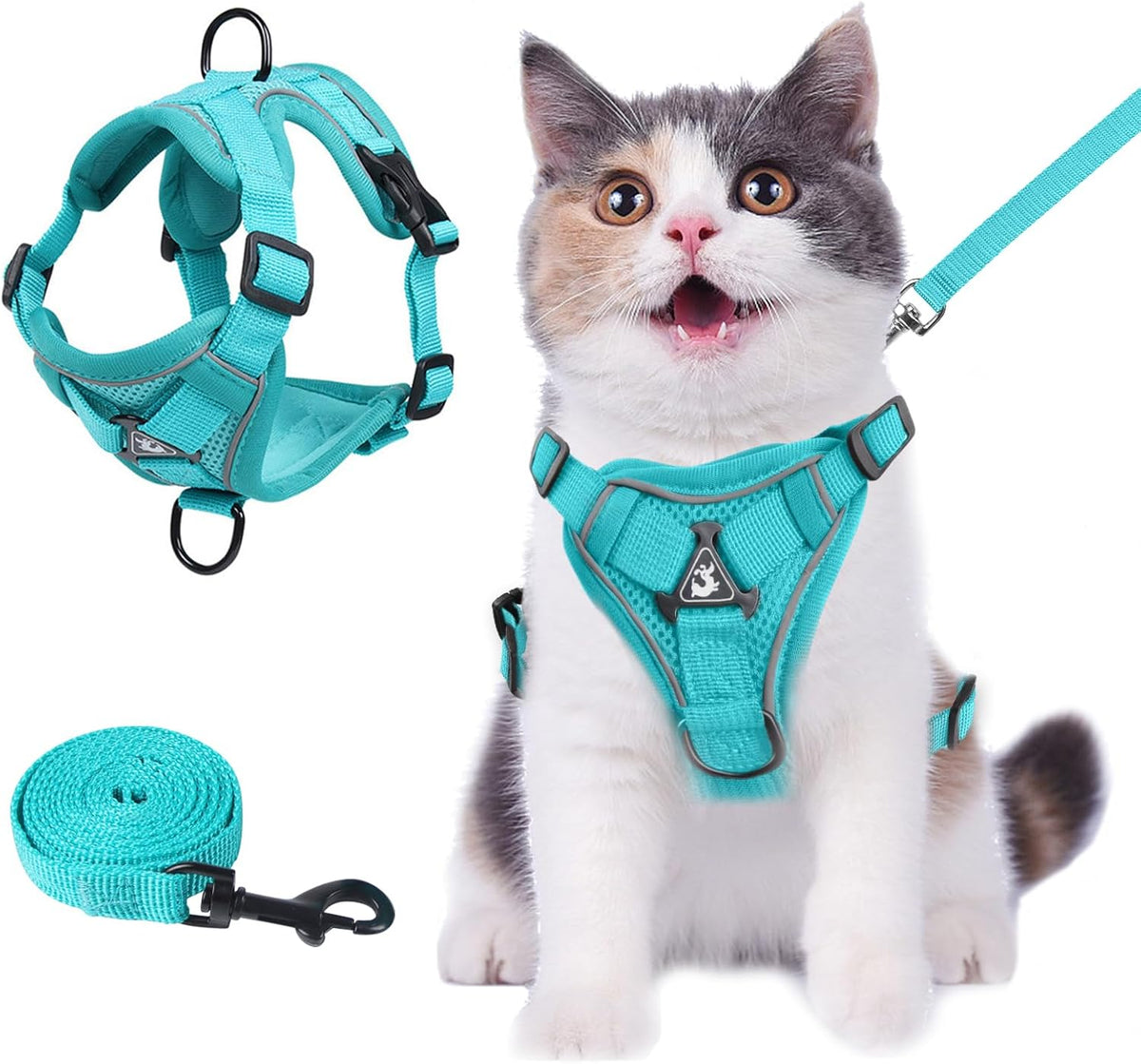 Shudyear imported authentic feline travel harness showing dual metal rings