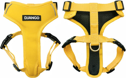 Django Adventure dog harness in dandelion yellow front view