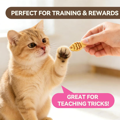Natural catnip infused pet snacks for adult cat training