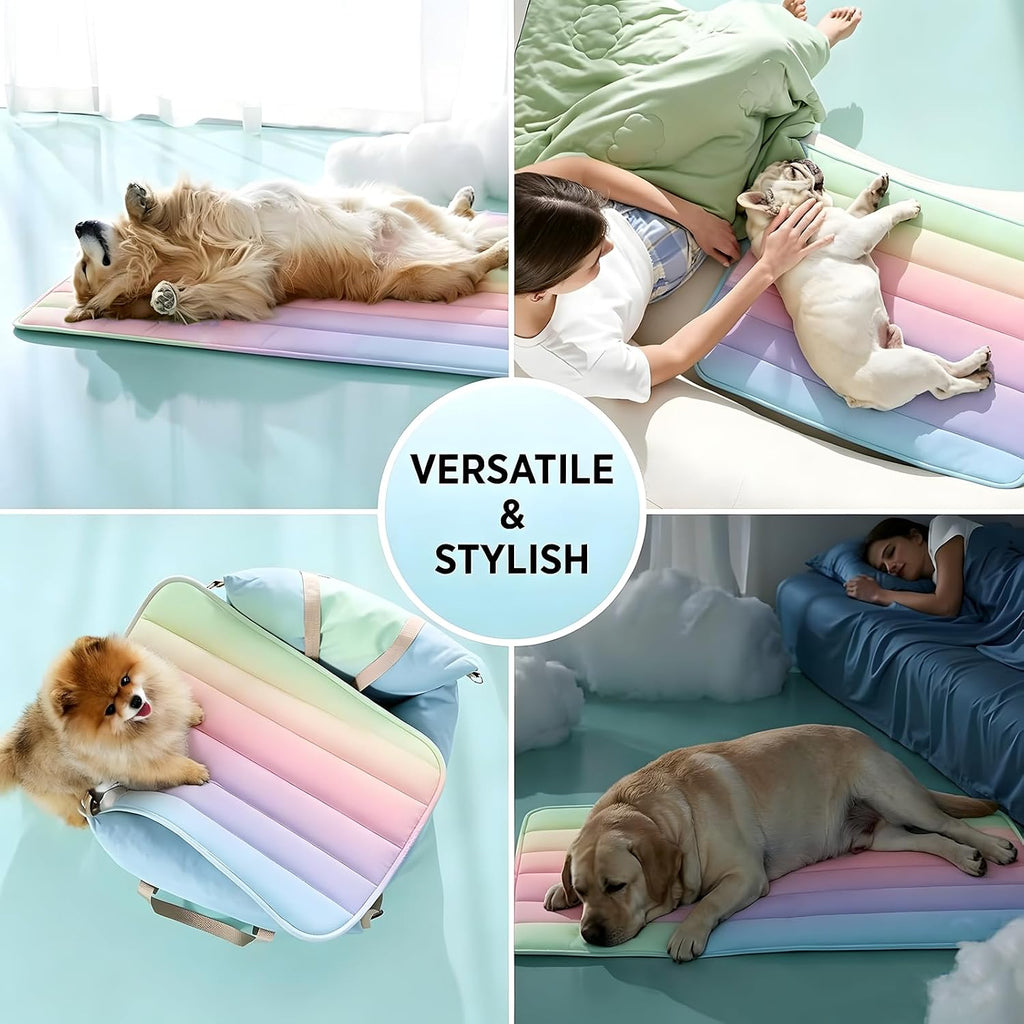 Large size pet cooling mat ideal for summer heat relief for indoor dogs.