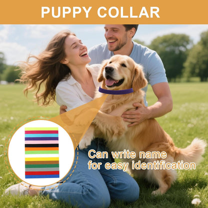 Durable and washable nylon polyester pet identification bands being cleaned for reuse.