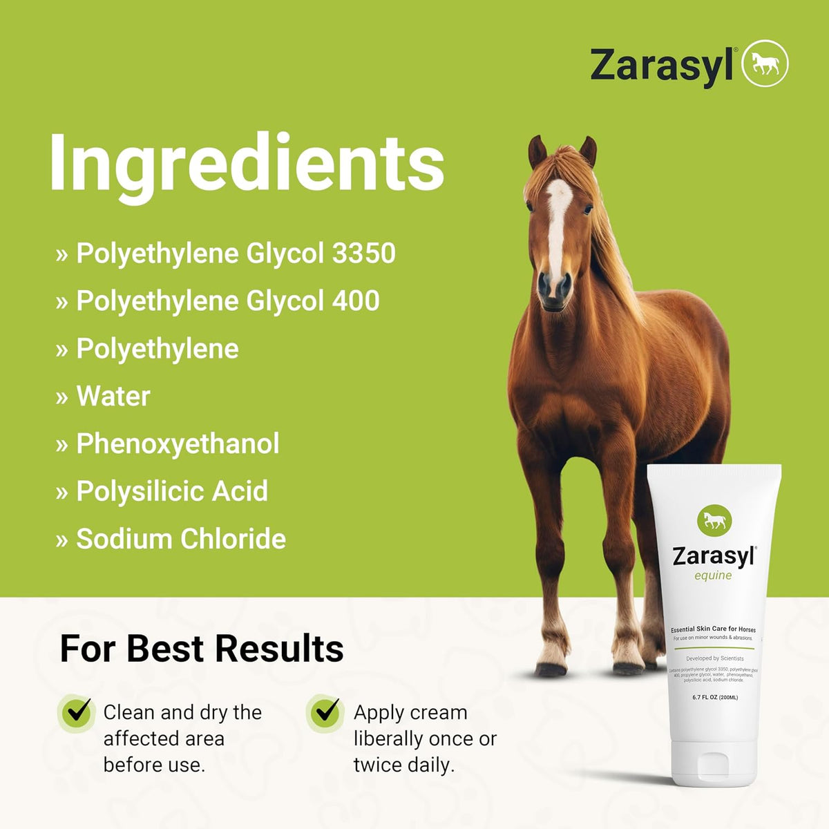Zarasyl tube for horse wound care in grooming kit