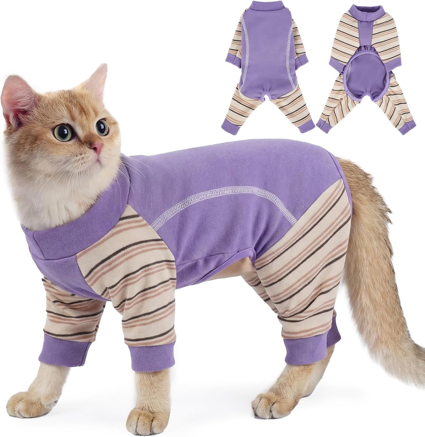 Adnikia Sticky Cat Clothes purple onesie front view