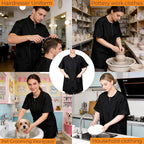 Pumtus black short sleeve pet beautician workwear on a mannequin