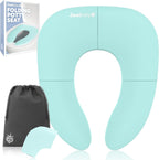 Jool Baby folding travel potty training seat aqua front view open on toilet