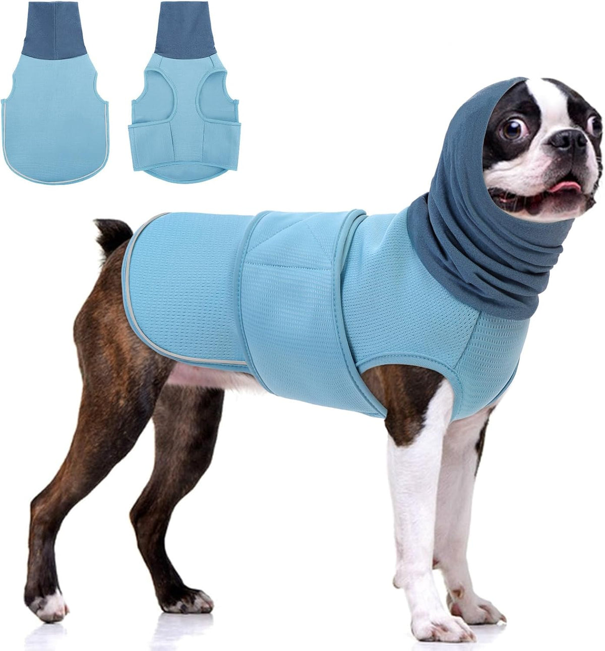 KOESON Dog Anxiety Relief Vest with Ear Cover, Soft & Breathable Dog Thunder Jacket for Thunderstorm, Fireworks, Travel, Separation, Reflective Calming Hoodie for Small Dogs, Army Green S - Image 13