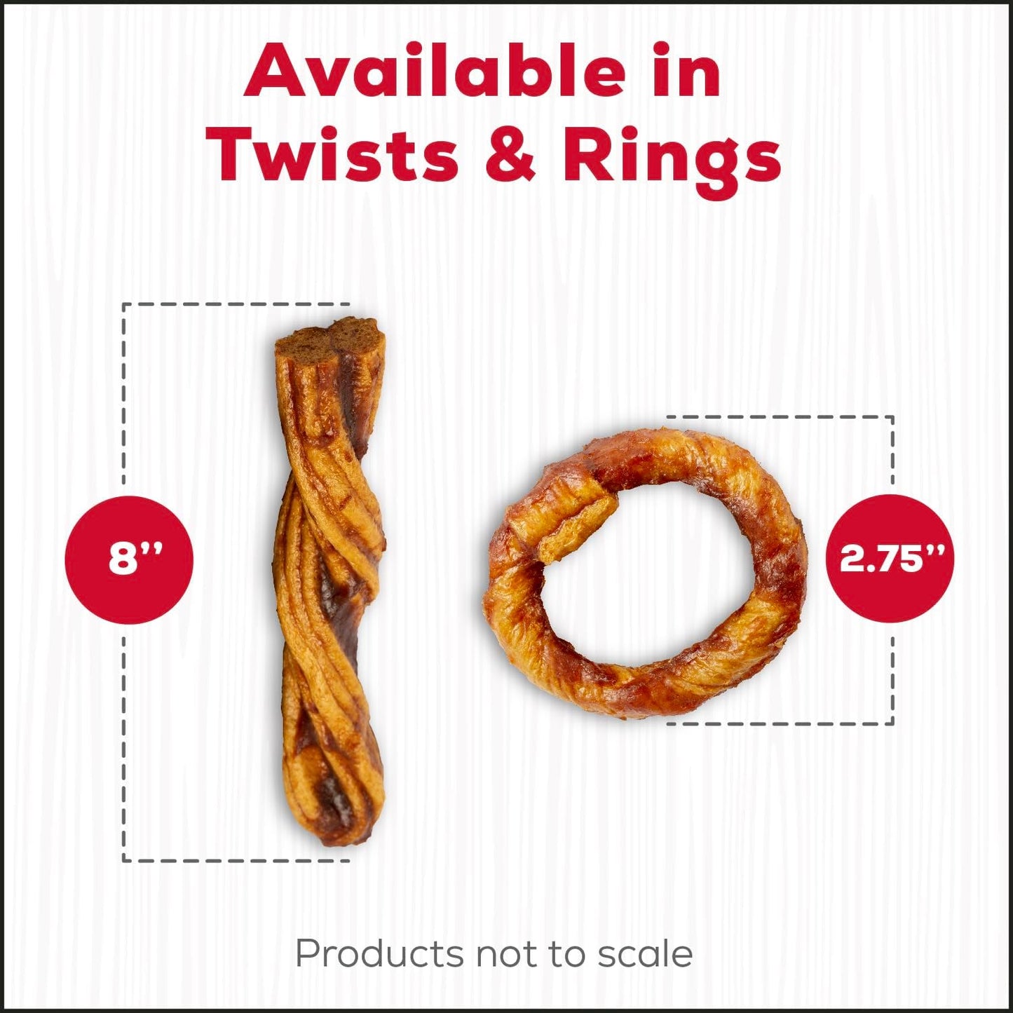 Close up of beef twist dog treat texture