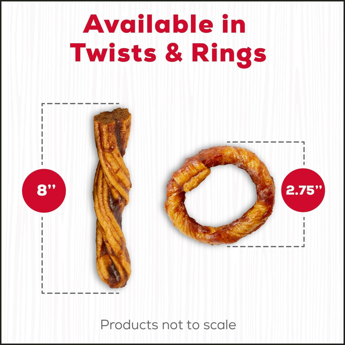 Close up of beef twist dog treat texture