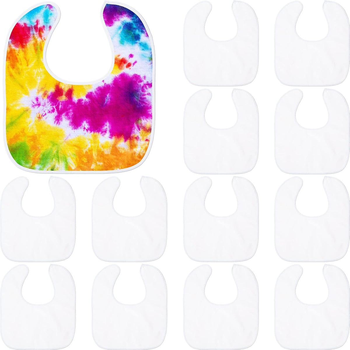 HooLing 12-piece white sublimation blank baby bib set front view