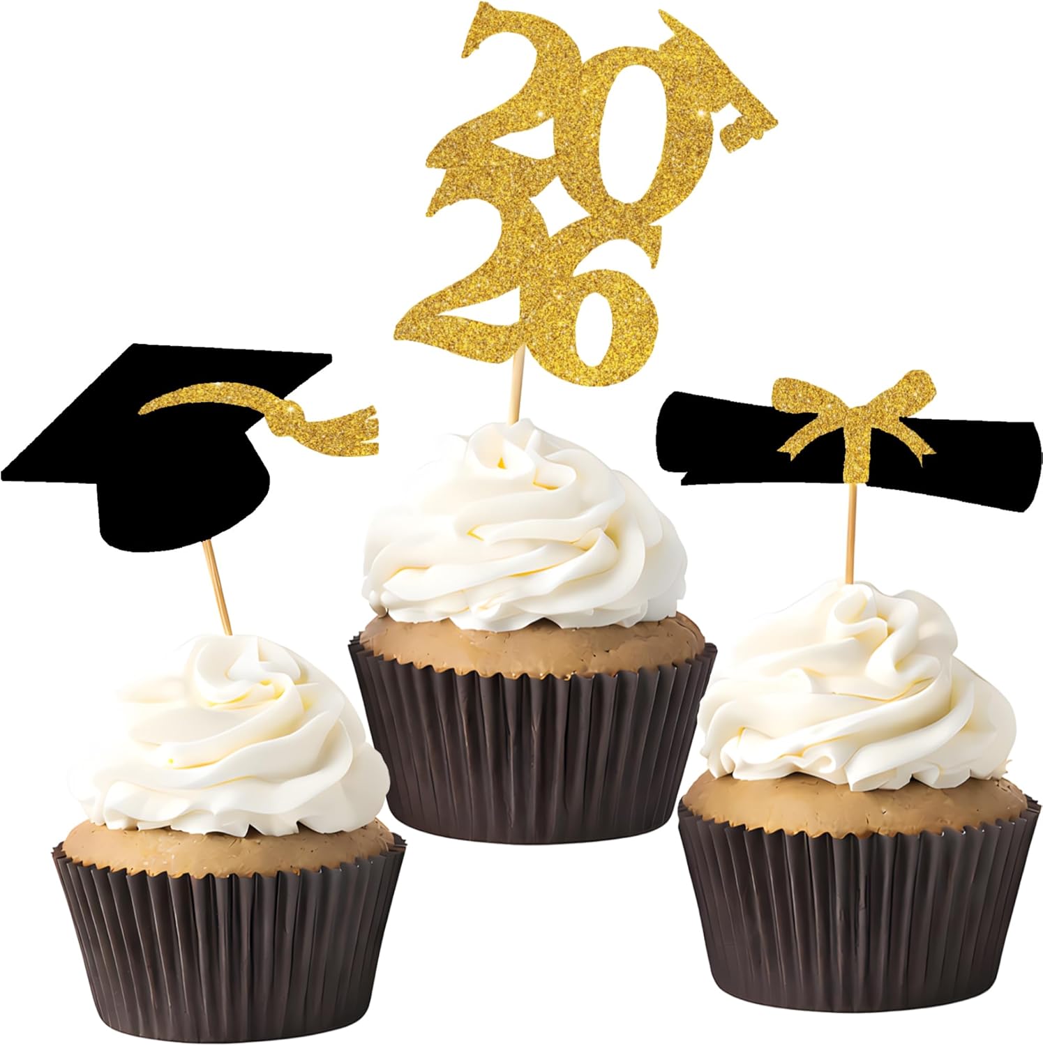 OHOME 2026 graduation cupcake toppers front view