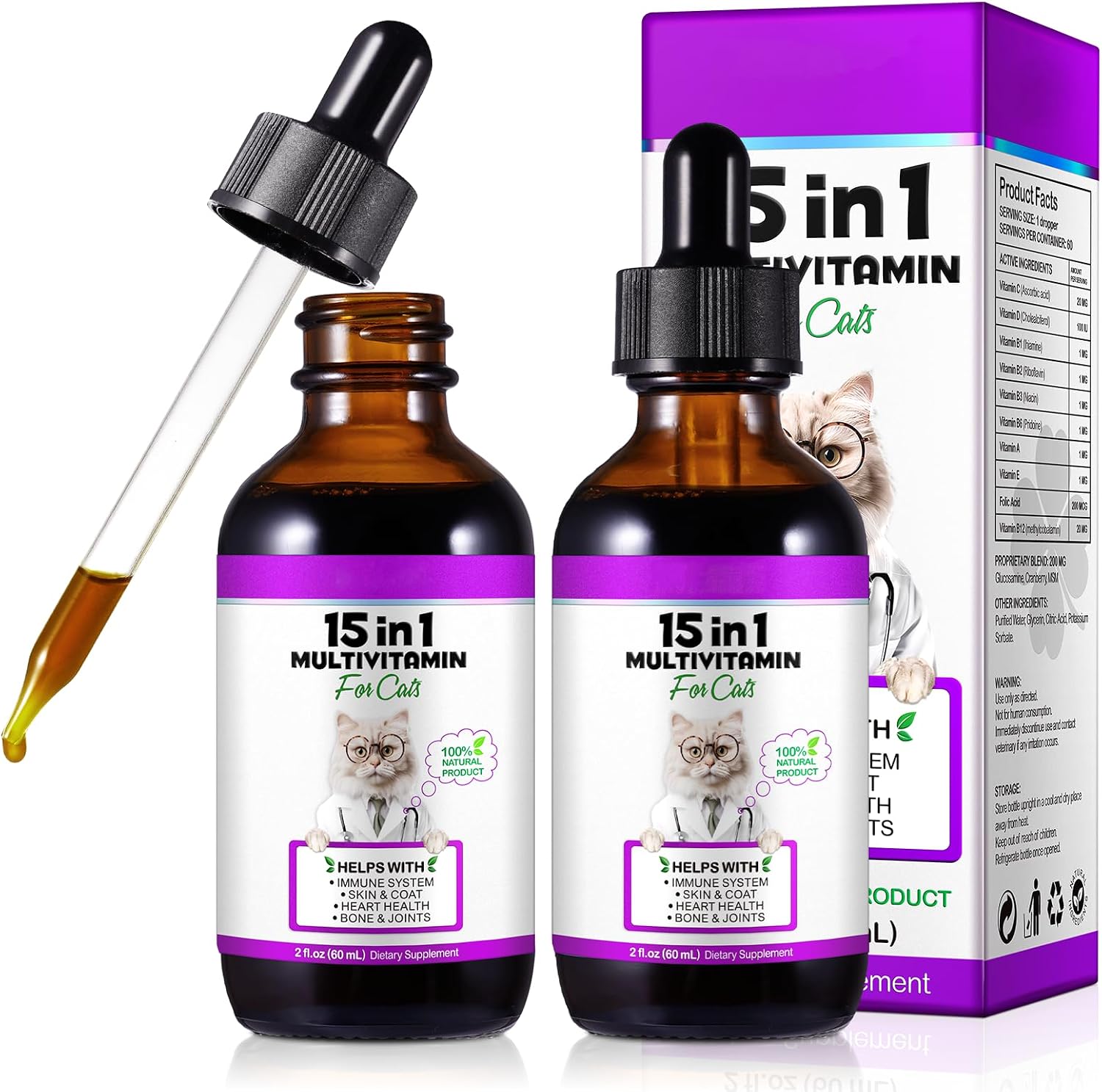 VOSIFSDIY Cat Antibiotics, Antibiotics for Cats, Natural Cat Antibiotics Multivitamin Herbal Supplements 60ml - Image 12