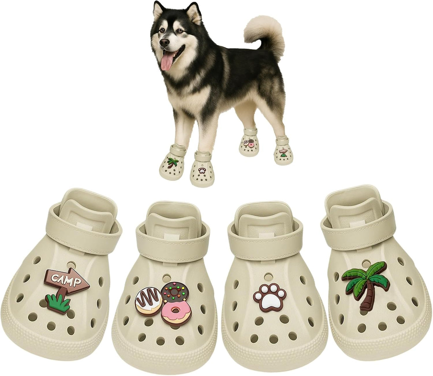 Furrtripsy dog shoes beige color front view