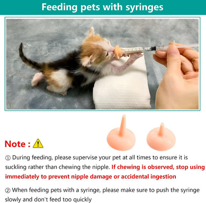 Pet Feeding Bottle and Syringe Set for Puppies and Kittens(1 Bottles,2 Syringes,6 Nipples), Pink - Image 2