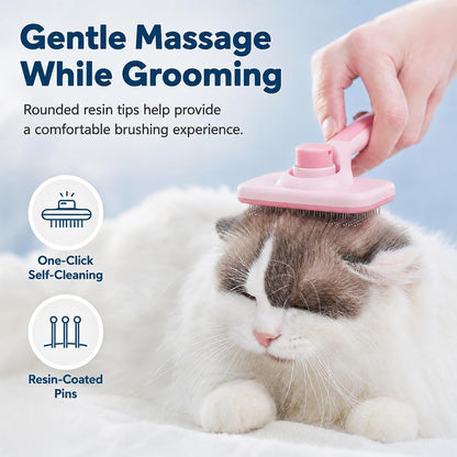 Self-Cleaning Cat Shedding Grooming Brush for Small Dog Pet Short Hair Remover Set Reusable Lint Removal Tool Carpet Scraper for Clothes Couch Bedding Furniture Car Pink - Image 12