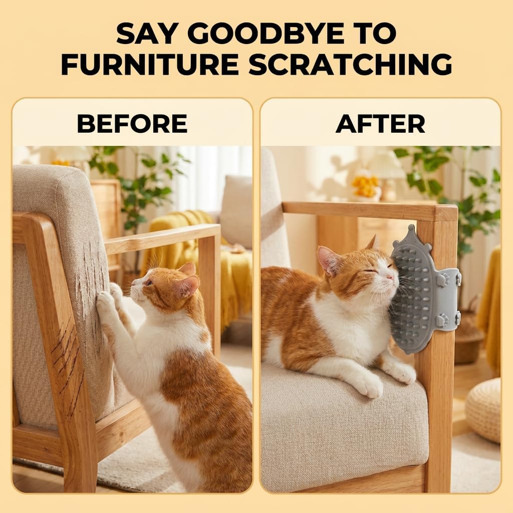 1pc Cat Self Groomer, Cat Face Scratcher Silicone Soft Wall Corner Massage Brush with Adjustable Straps, Interactive Scratcher Comb for Indoor Cats & Kittens, Furniture Protector Tools (Grey) - Image 9