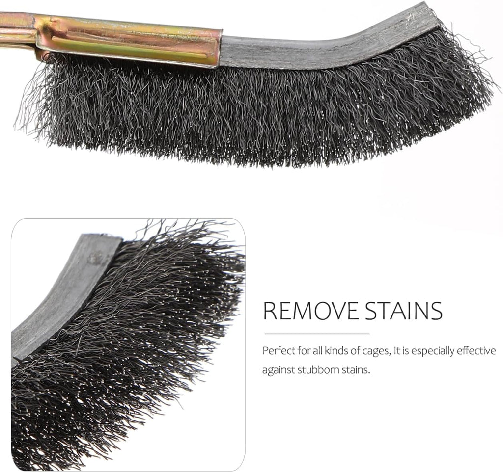 Angoily long handle wire brush for removing stubborn bird cage stains