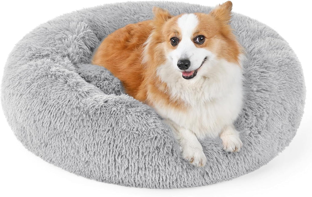 rabbitgoo Calming Cat Beds for Indoor Cats, 20 inches, Dark Grey | Soft Warm Donut, Fluffy Faux Fur, Supportive Raised Rim, Anti-slip, Machine Washable, Up to 15lbs Kittens & Small Cats - Image 13