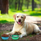 SLSON premium plastic pet bowls being rinsed clean after outdoor use