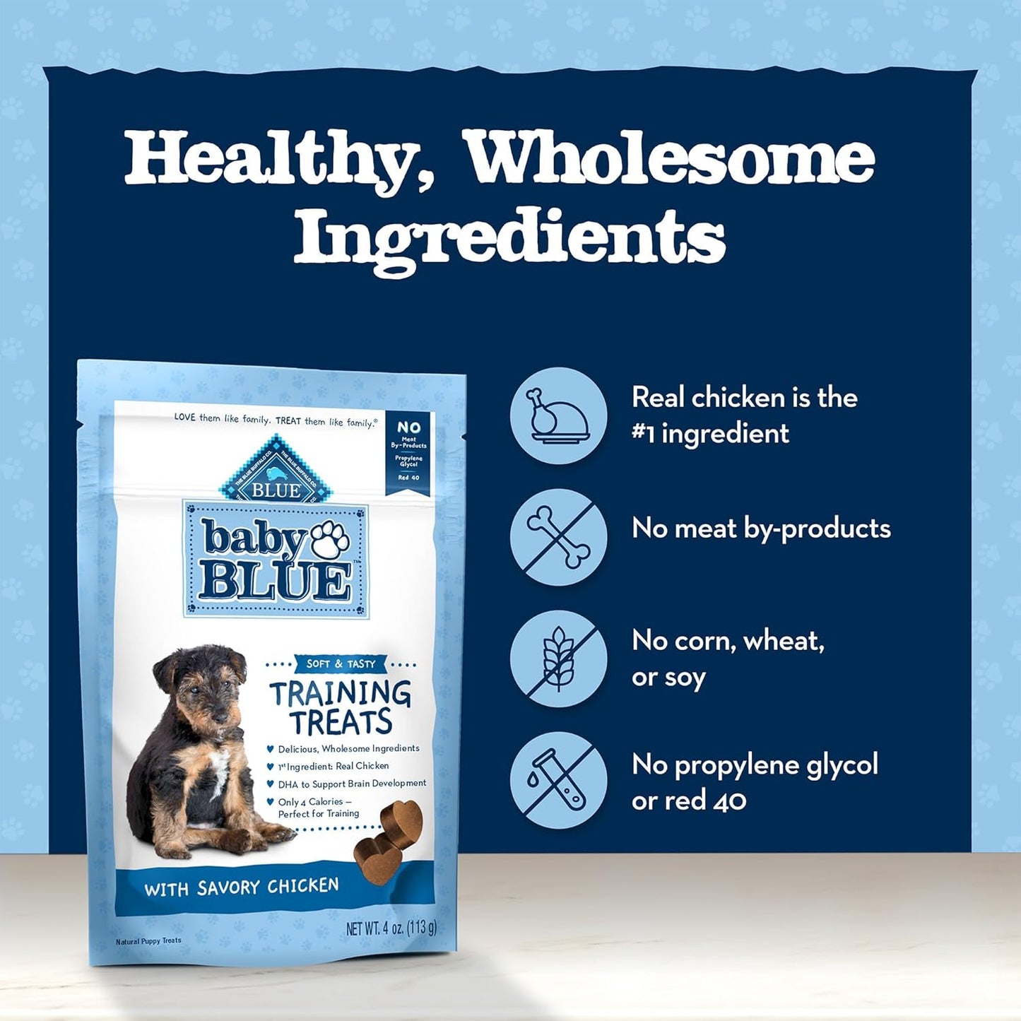 Savory chicken flavor low calorie soft puppy training rewards