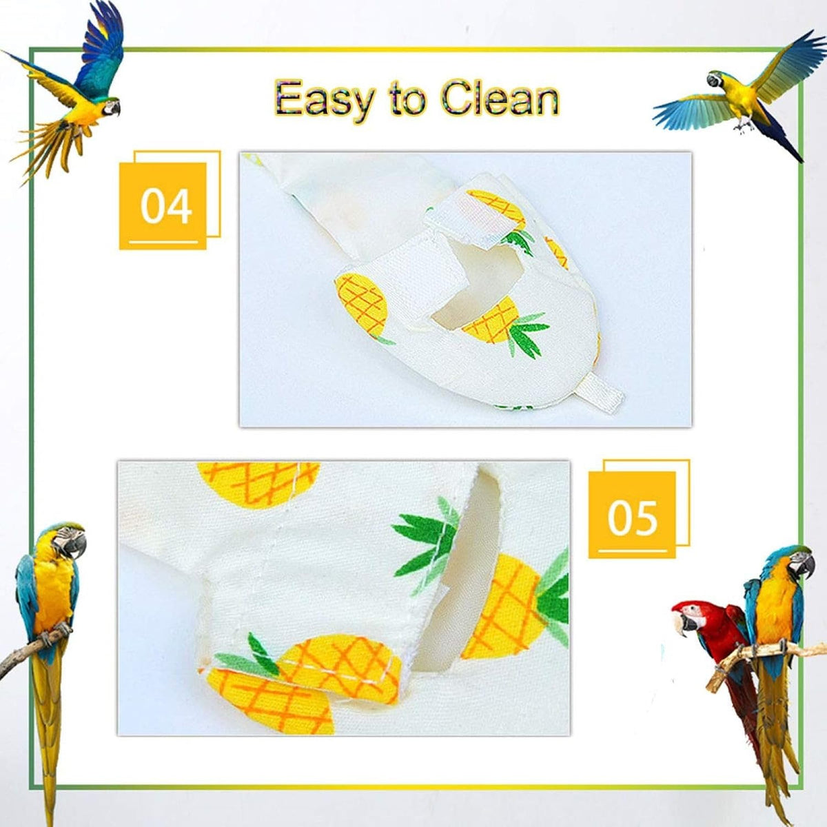 QBLEEV bird diaper showing tail opening and elastic band