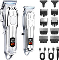 Soieho professional hair clippers front view displaying sleek silver finish and digital LCD screen