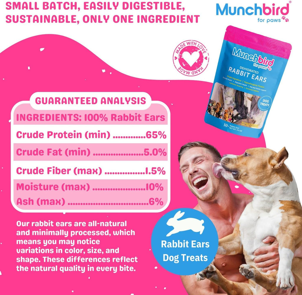Rawhide-free rabbit ear dog treats in packaging