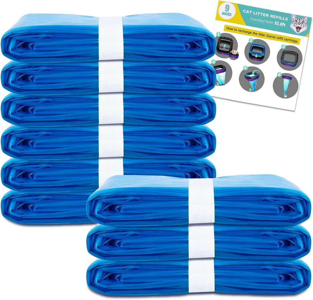 HzTinT 9 Pack Cat Litter Refills Bag front view showing the multi-pack packaging for pet waste management.