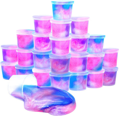 LPFEZRS 24 pack unicorn galaxy slime front view showing multiple colorful jars