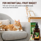 Mess free silvervine fruit spray being applied to plush cat toys