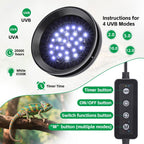Dimmable UVA UVB lamp for bearded dragons and geckos showing the adjustable control panel.