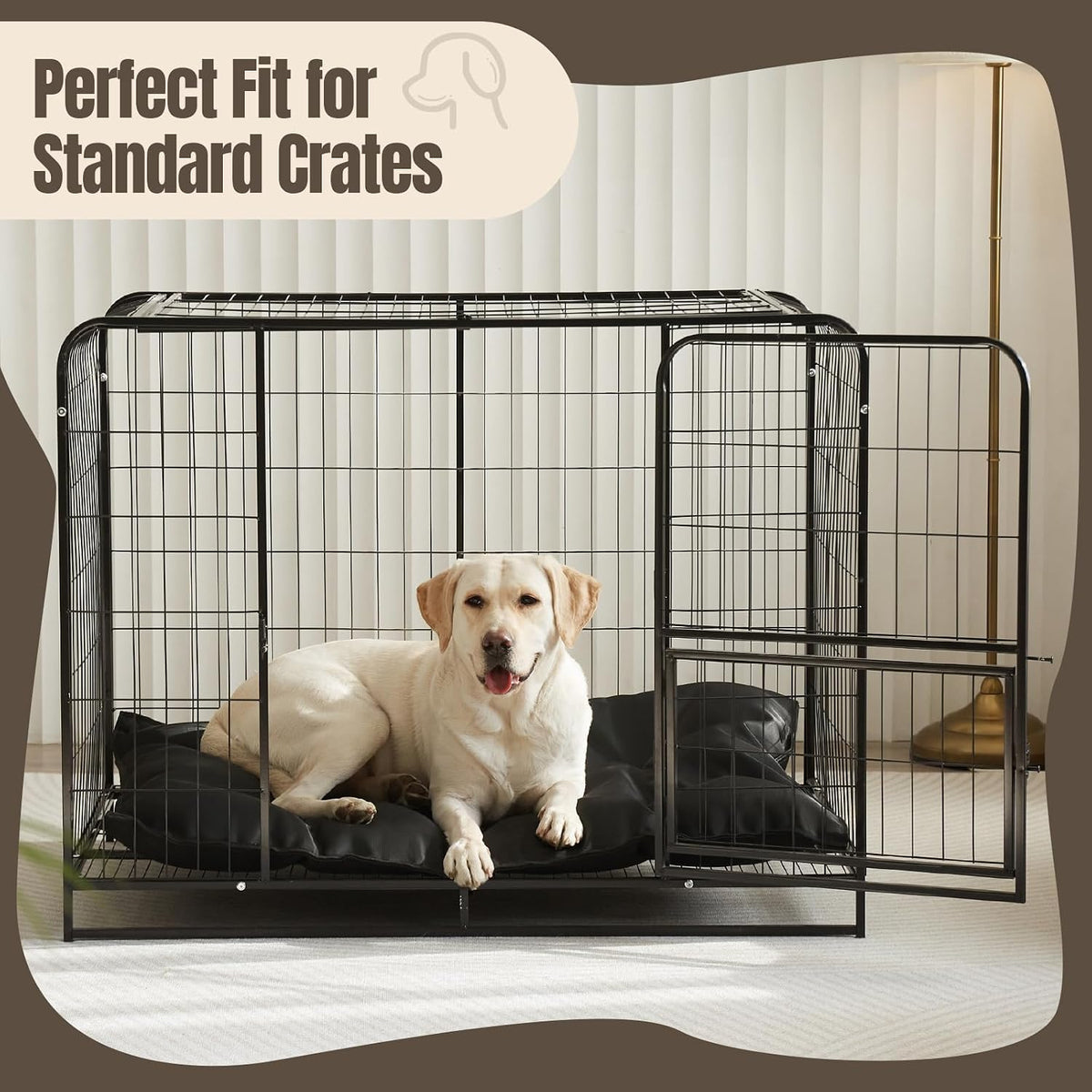 Reinforced stitching detail on chew resistant dog crate pad