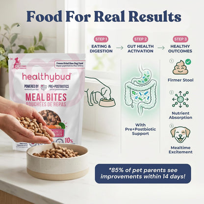 Healthybud freeze dried dog food nutritional benefits label