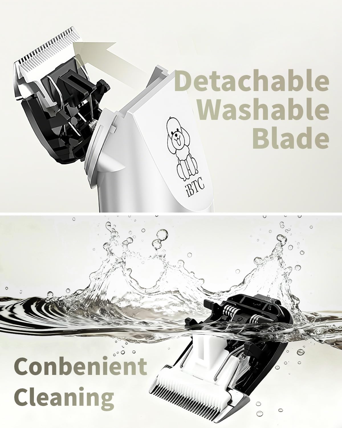 Removable ceramic blade head details on Cakapet professional pet clippers
