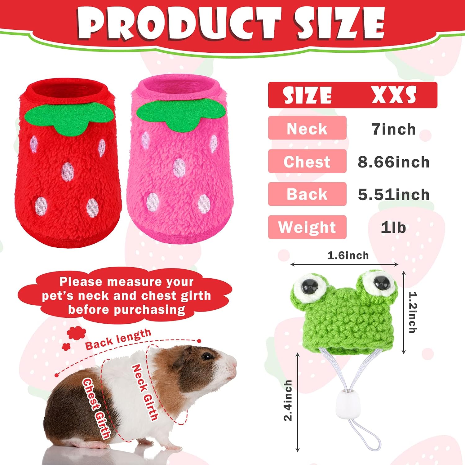 Small animal flannel vest and hand knitted hat set for hamsters