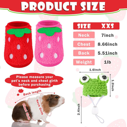 Small animal flannel vest and hand knitted hat set for hamsters