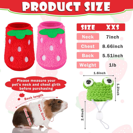 Small animal flannel vest and hand knitted hat set for hamsters