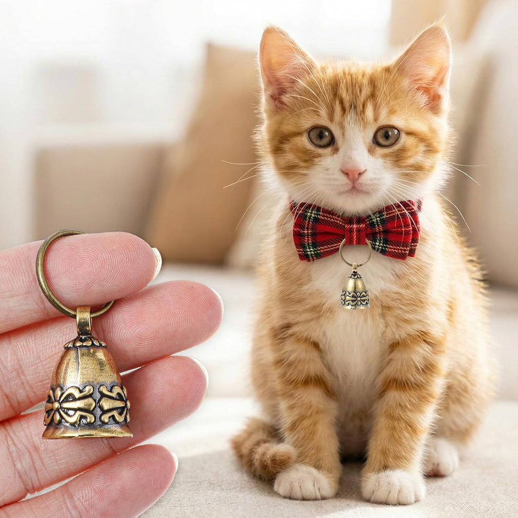 AsYeegata antique bronze finish guardian bell keychain used as a protective good luck charm for bags