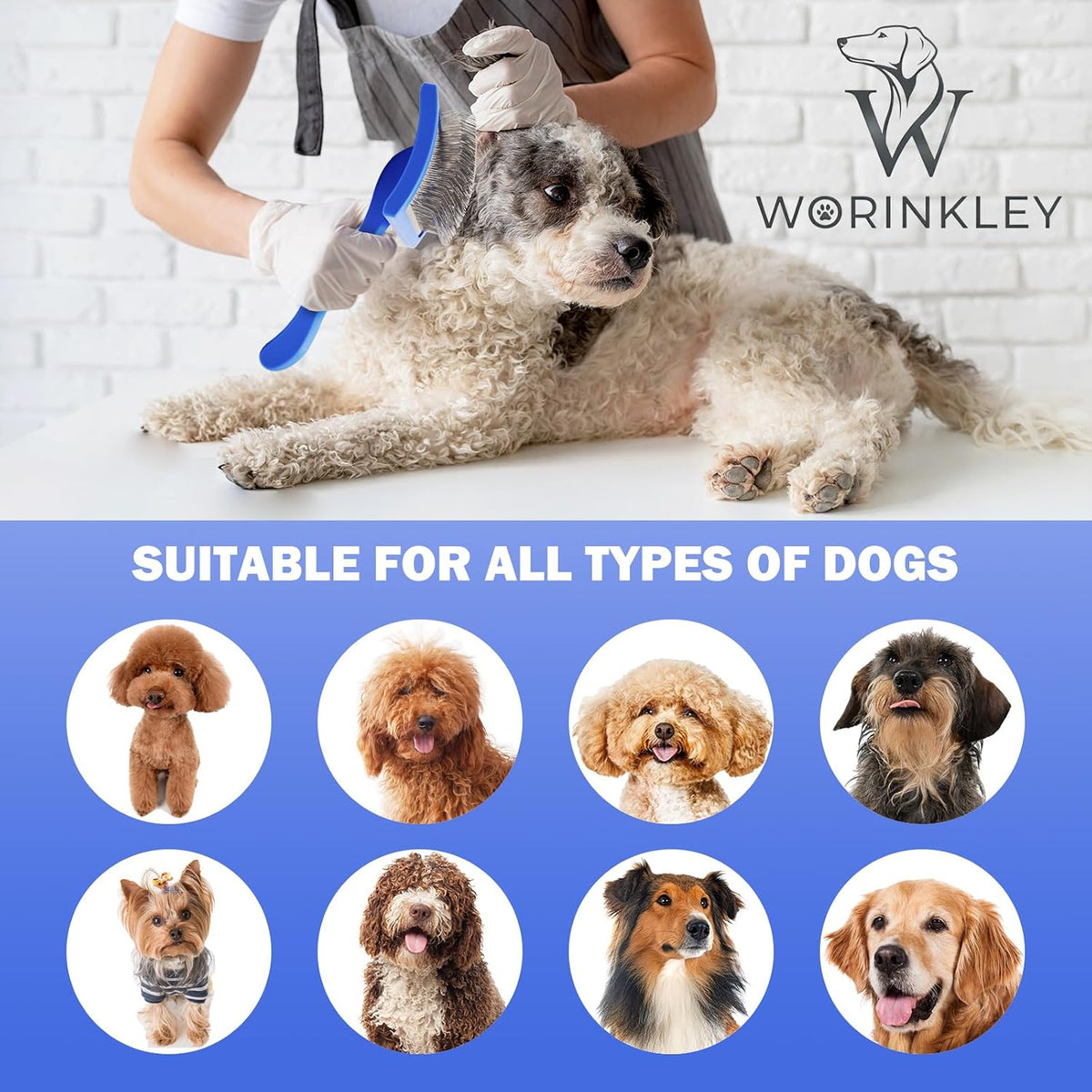 Premium undercoat removal tool for long haired dog breeds.