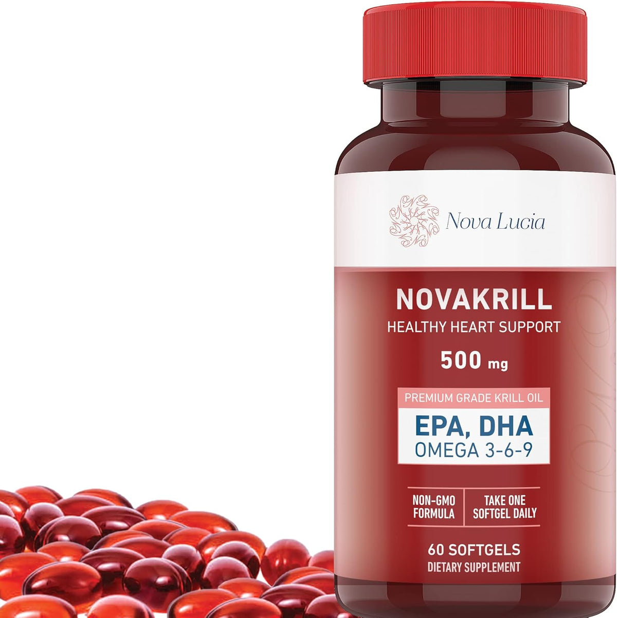 Nova Lucia NovaKrill Antarctic Krill Oil front view bottle