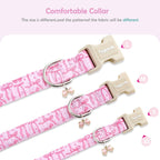 Close up of Faygarsle pink bow pattern collar detail