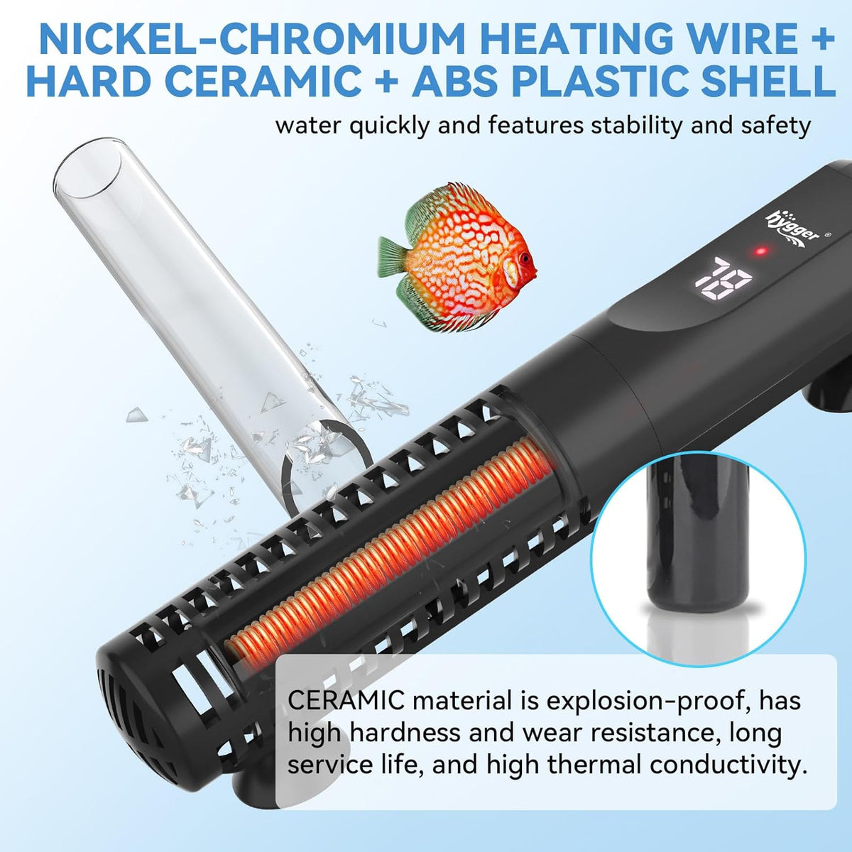 Hygger aquarium heater external temperature controller display