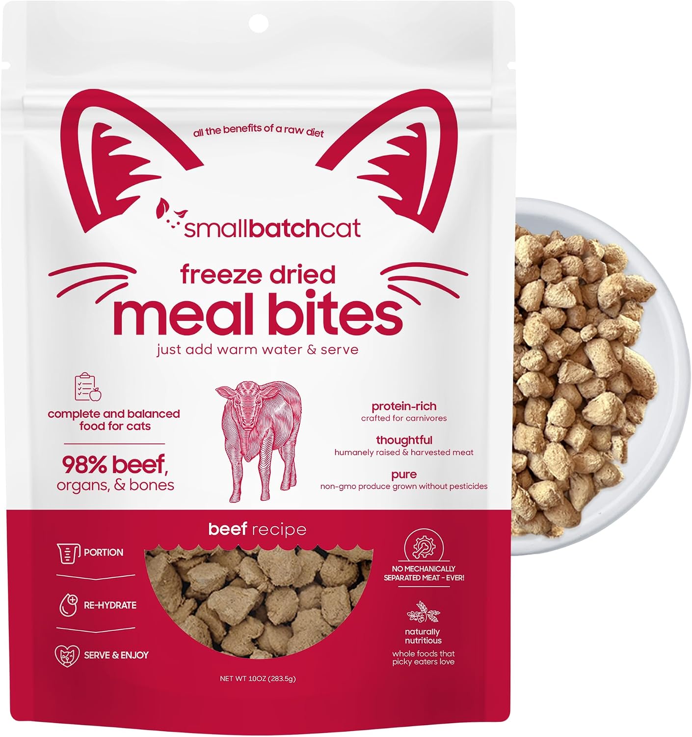 smallbatch Freeze-Dried Raw Cat Food, Shelf Stable Food Bites, Chicken Recipe, High Protein Meal or Topper for Cats, Humanely Raised Meat, Organic, Non-GMO Produce, Made in the USA, 10oz Bag - Image 10