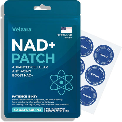 Velzara NAD+ Patches front view of 30-patch pack